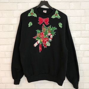 Black Crew Neck Simple Cute Ugly Christmas Sweater
